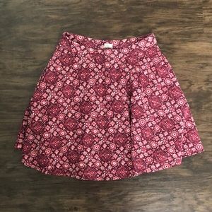 Red and White Printed Skater Skirt